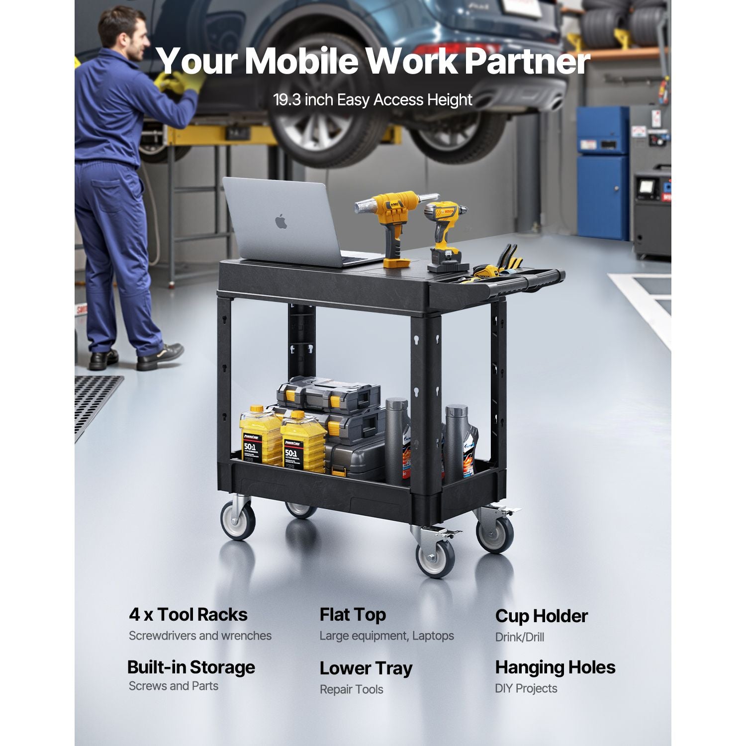 Versatile Utility Cart with Smart Storage and Smooth Mobility