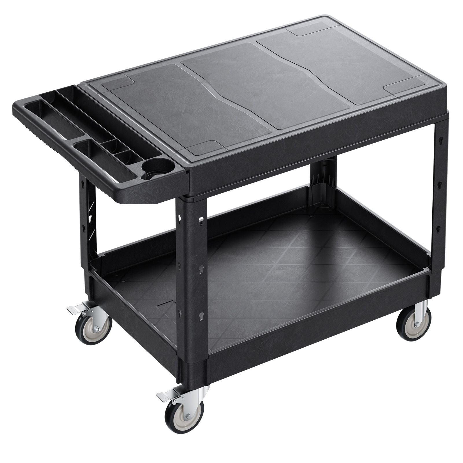 2-Tier Mobile Workstation with Tool Storage and Locking Casters