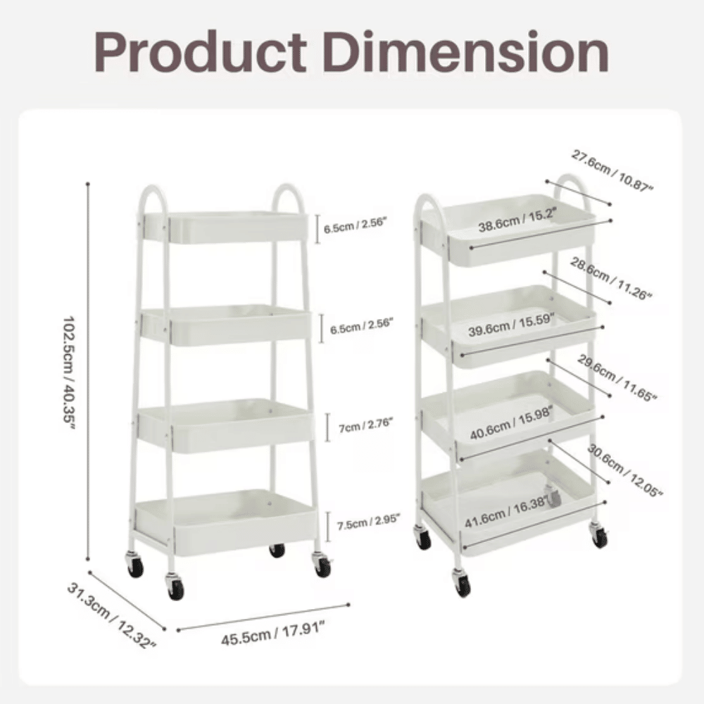Four-Tier Rolling Cart Adds Flexible Storage Where You Need It