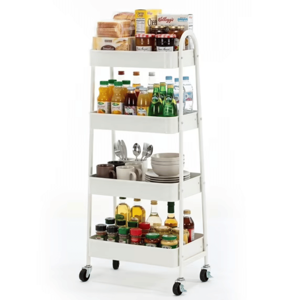 Four-Tier Rolling Cart Adds Flexible Storage Where You Need It