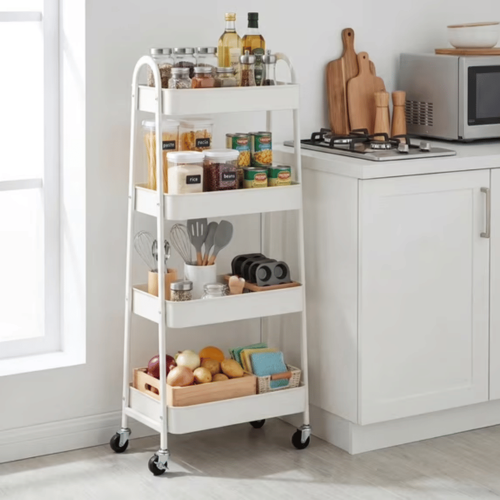 Four-Tier Rolling Cart Adds Flexible Storage Where You Need It