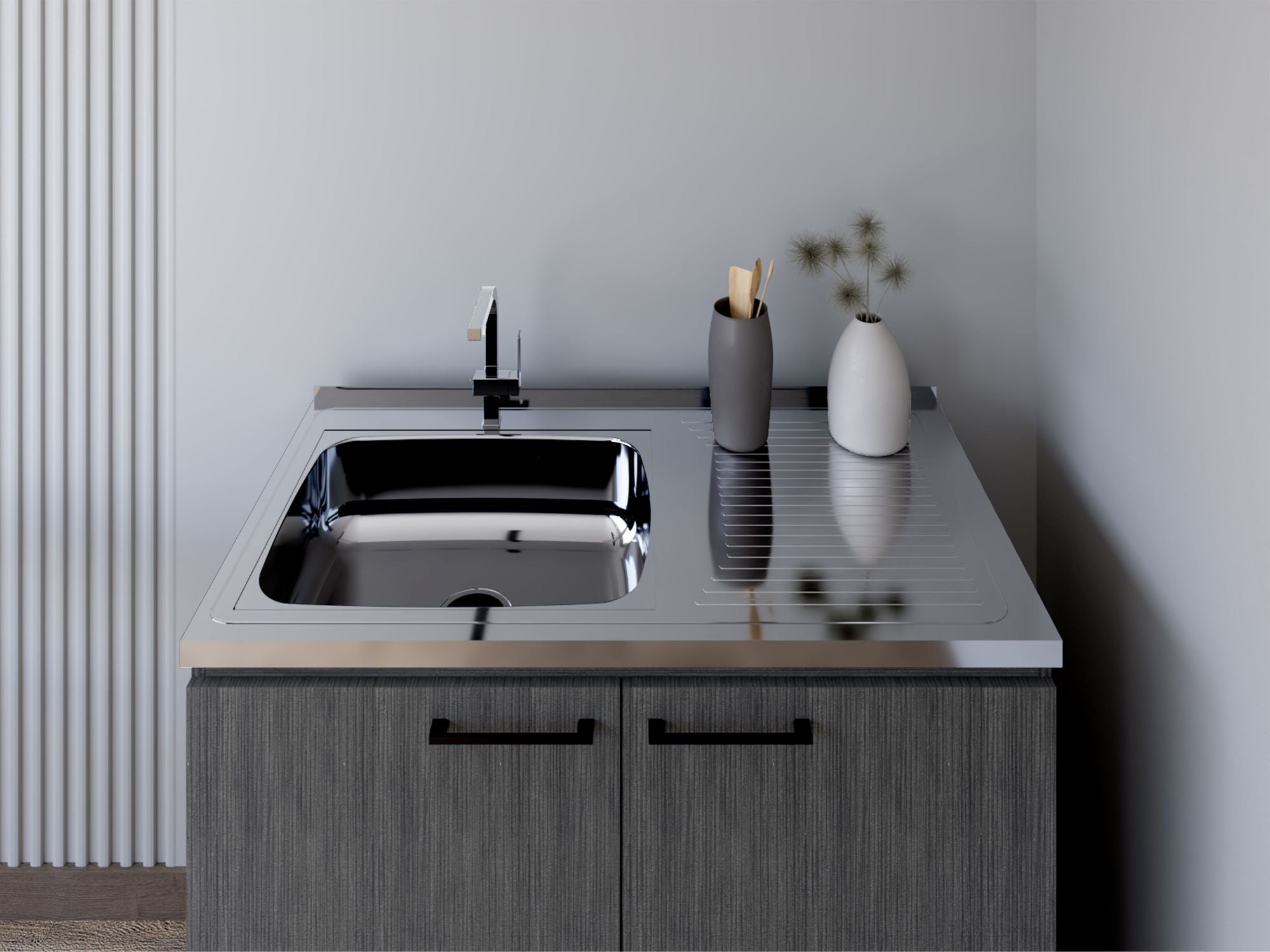 Burwood Kitchen Utility Sink Cabinet with Two Doors and Shelves