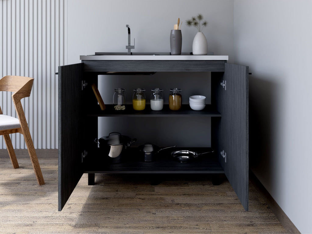 Burwood Kitchen Utility Sink Cabinet with Two Doors and Shelves