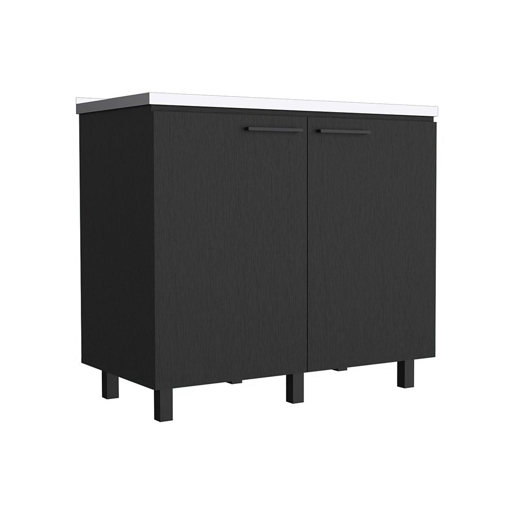 Black Wengue Utility Sink Cabinet with Two Cabinets