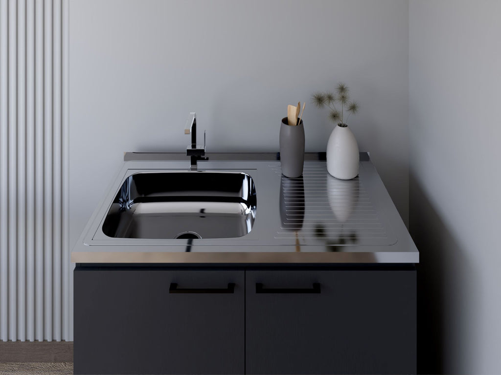 Black Wengue Utility Sink Cabinet with Two Cabinets