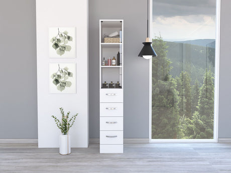 Vanguard Linen Cabinet with Glass Door and Drawers