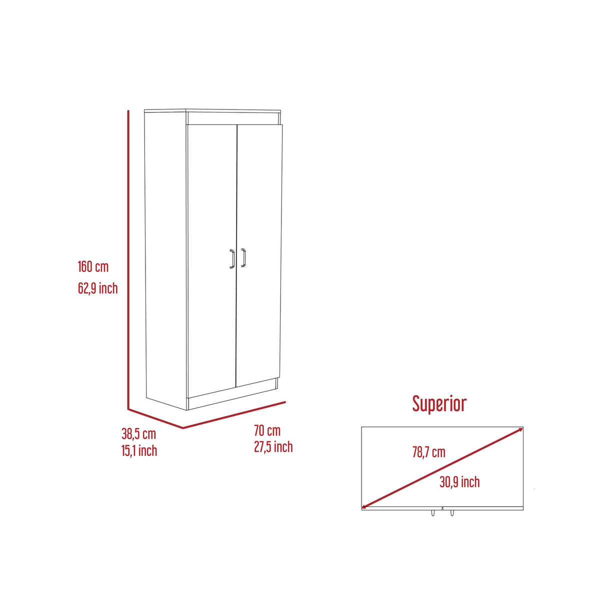 Varese Pantry Cabinet with Double Doors and Five Shelves