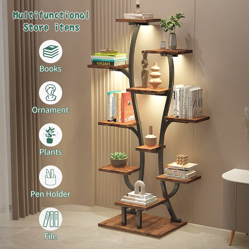 Vase-Shaped Plant Stand with Adjustable Grow Lights
