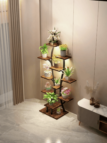 Vase-Shaped Plant Stand with Adjustable Grow Lights