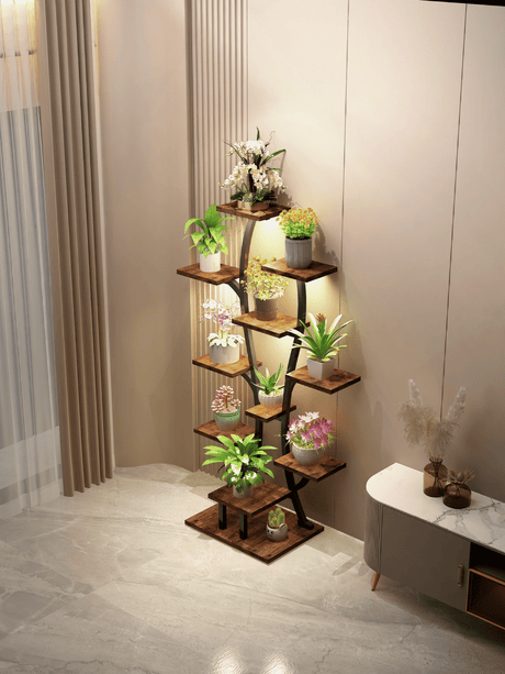 Vase-Shaped Plant Stand with Adjustable Grow Lights