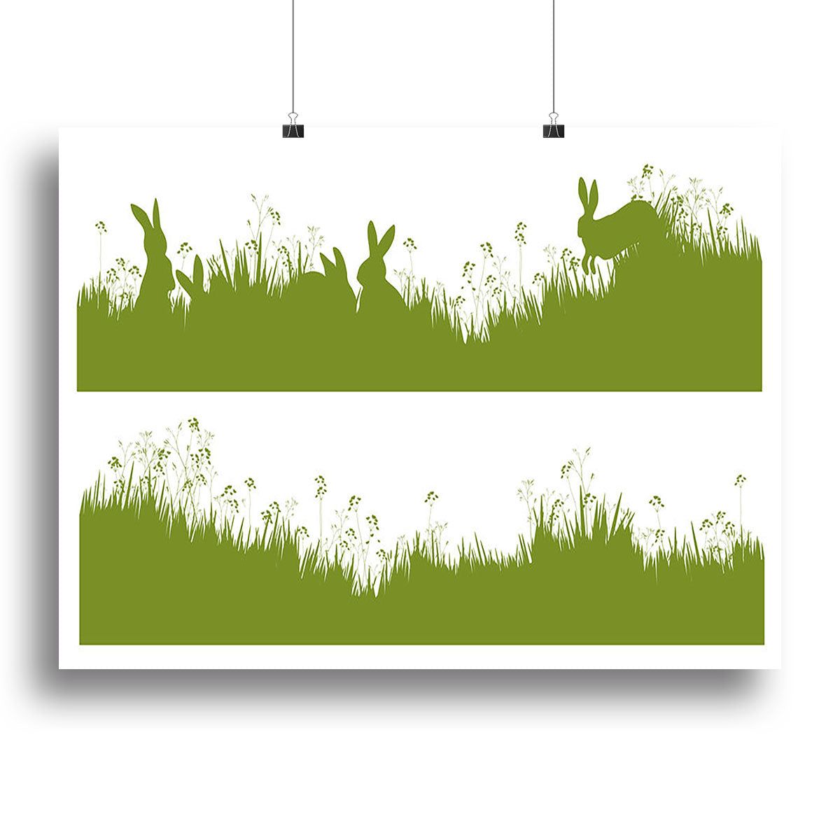 Rabbit Silhouettes in Grass Wall Art