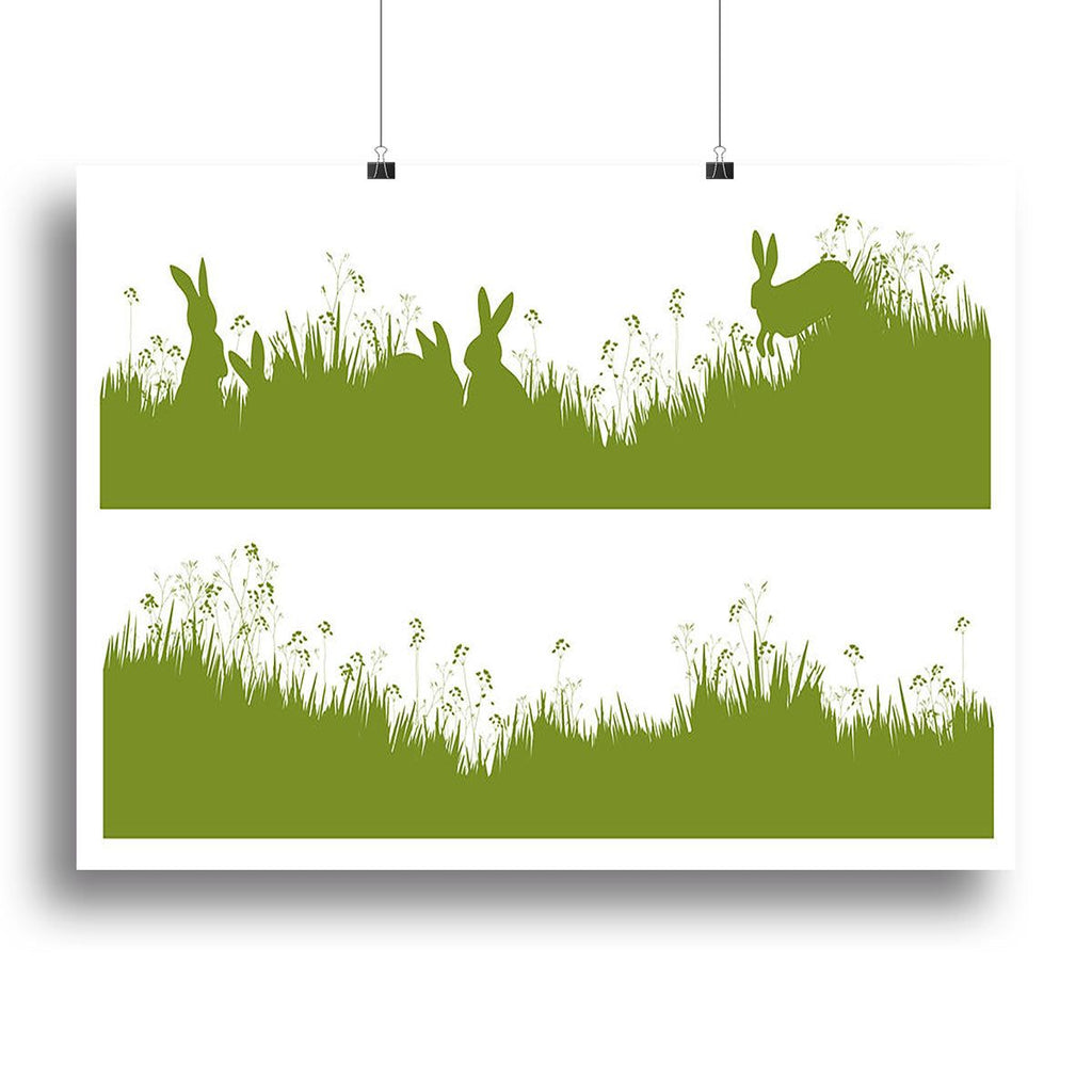 Rabbit Silhouettes in Grass Wall Art