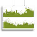 Rabbit Silhouettes in Grass Wall Art