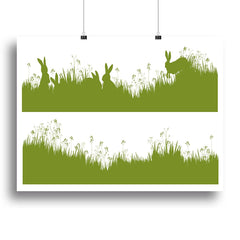 Rabbit Silhouettes in Grass Wall Art