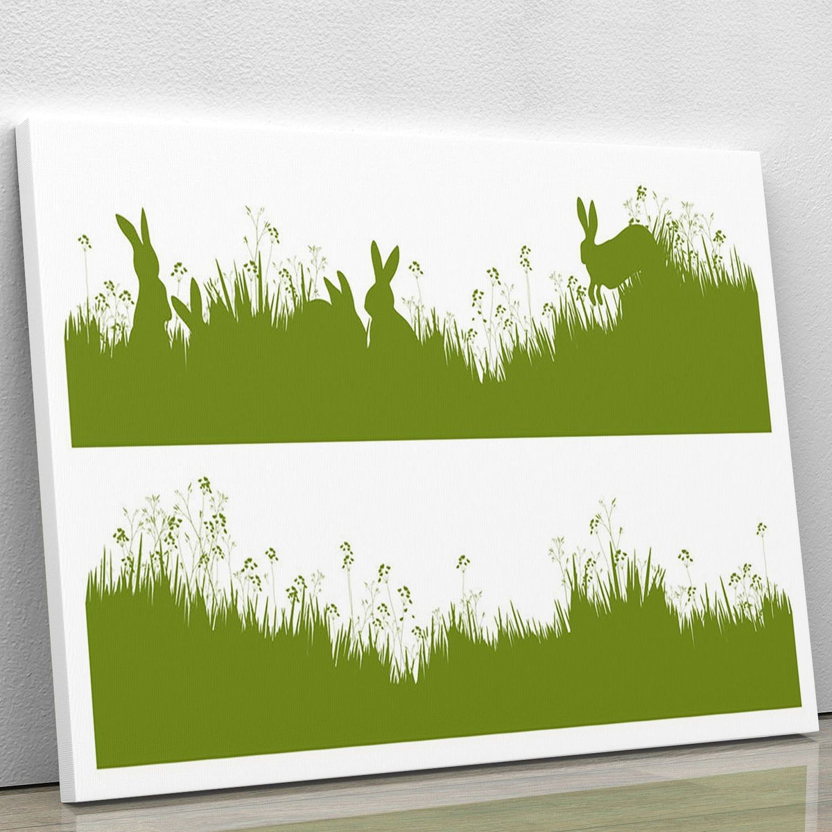 Rabbit Silhouettes in Grass Wall Art