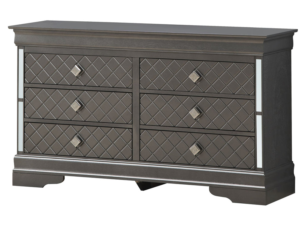 Verona Metallic Black Dresser with Embossed X Design