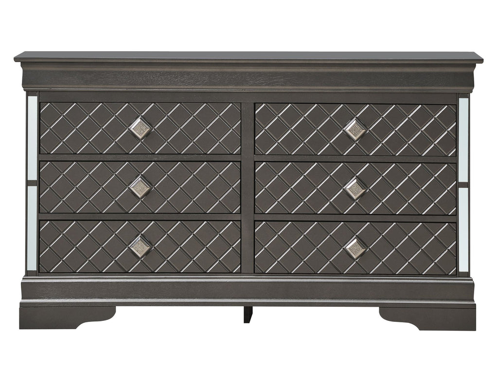 Verona Metallic Black Dresser with Embossed X Design