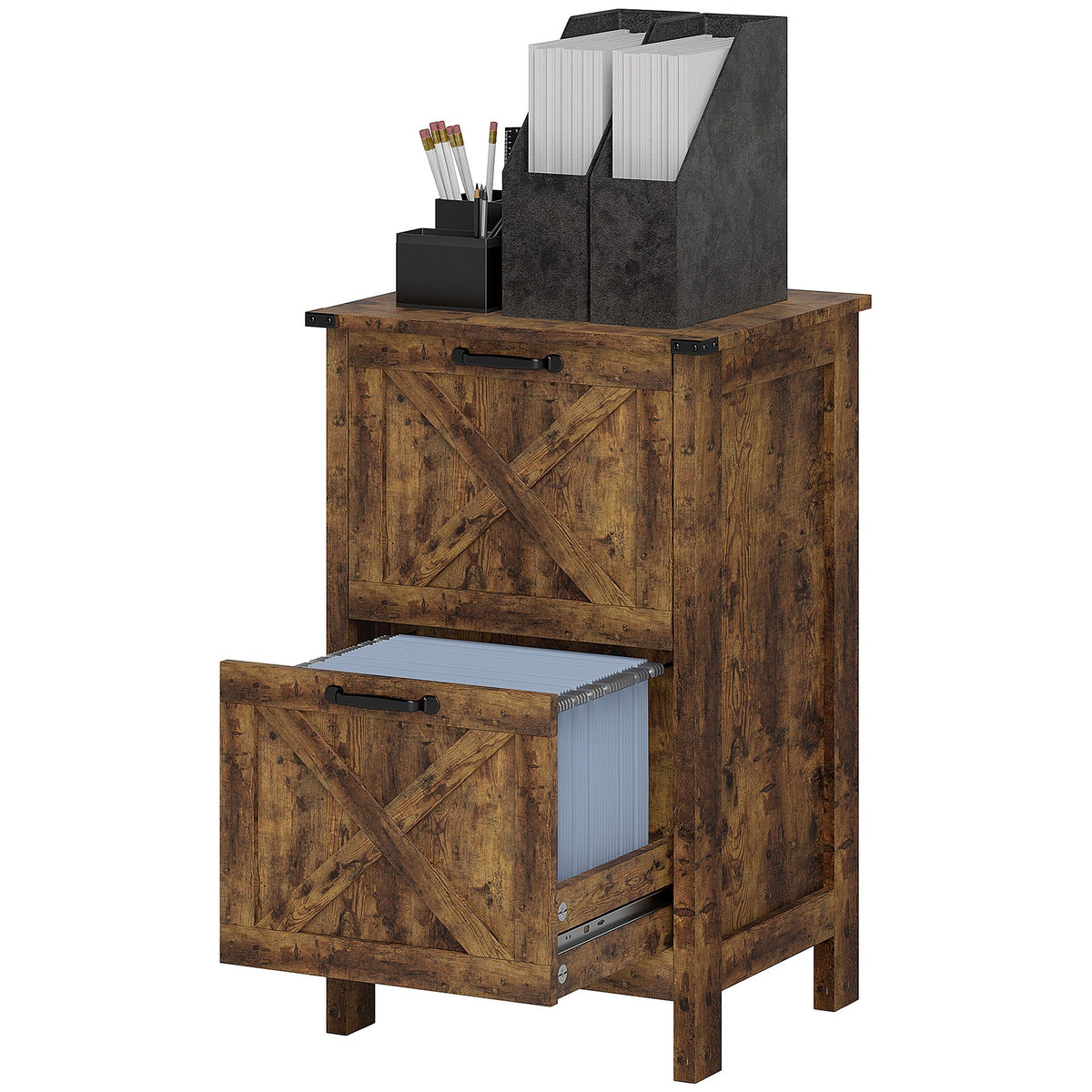 Rustic Farmhouse Two-Drawer Vertical File Cabinet