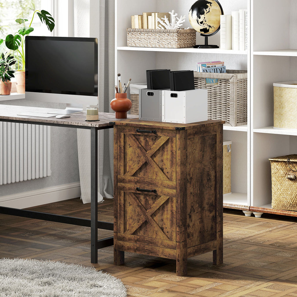 Rustic Farmhouse Two-Drawer Vertical File Cabinet