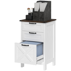Vertical File Cabinet with 3 Drawers, Rustic Farmhouse Office Storage Cabinet for A4