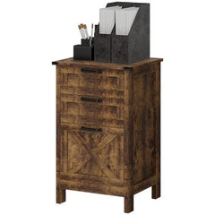 Vertical File Cabinet with 3 Drawers, Rustic Farmhouse Office Storage Cabinet for A4