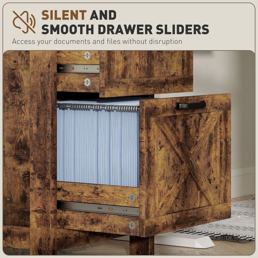 Vertical File Cabinet with 3 Drawers, Rustic Farmhouse Office Storage Cabinet for A4