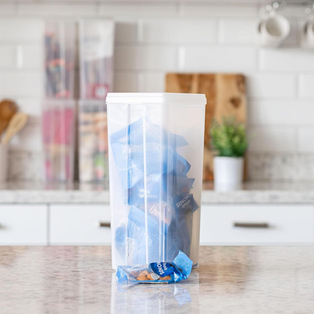 Flip-Top Storage Bins with Lids for Pantry, Office, and Home Organization, 6-Pack