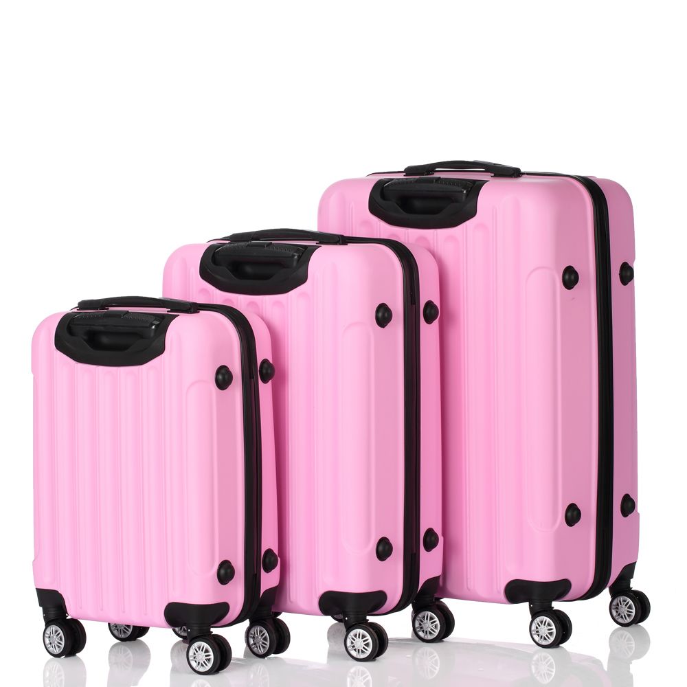Vertical Striped 3-in-1 Luggage Set with Handle ABS Trolley Case with Swivel Wheels Aluminum Alloy T