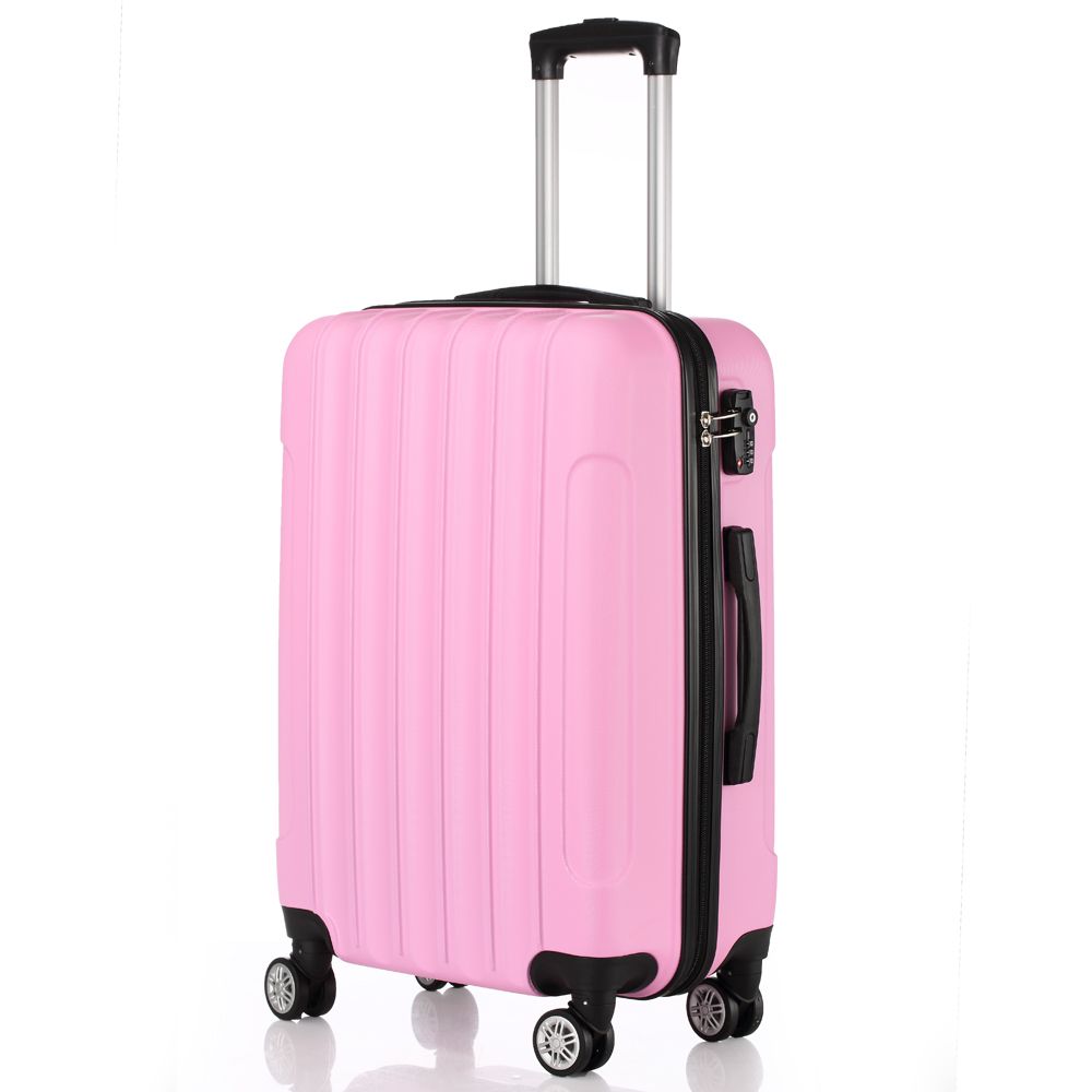 Vertical Striped 3-in-1 Luggage Set with Handle ABS Trolley Case with Swivel Wheels Aluminum Alloy T