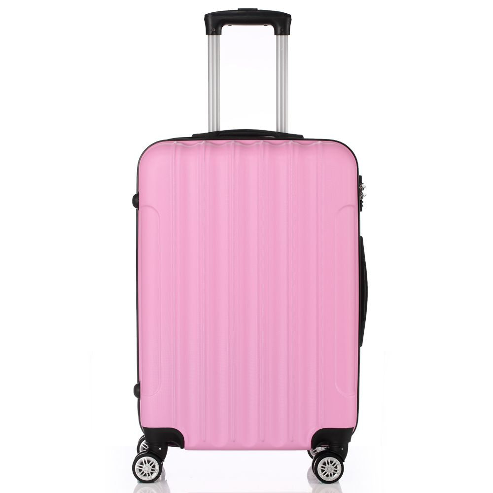 Vertical Striped 3-in-1 Luggage Set with Handle ABS Trolley Case with Swivel Wheels Aluminum Alloy T