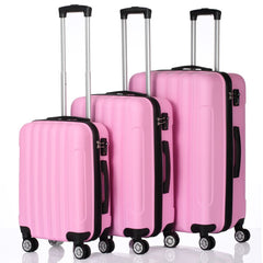 Vertical Striped 3-in-1 Luggage Set with Handle ABS Trolley Case with Swivel Wheels Aluminum Alloy T
