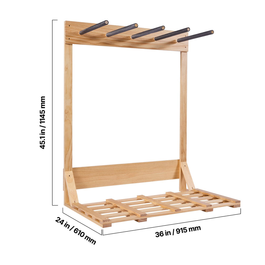 4-Tier Vertical Surfboard Stand – Freestanding Wooden Rack for Storage and Display