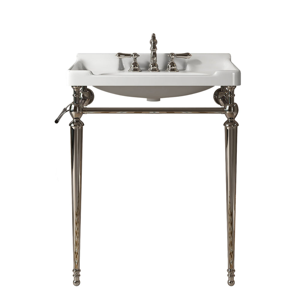 Wall-Mounted Bathroom Console Sink with Three Faucet Holes and Overflow