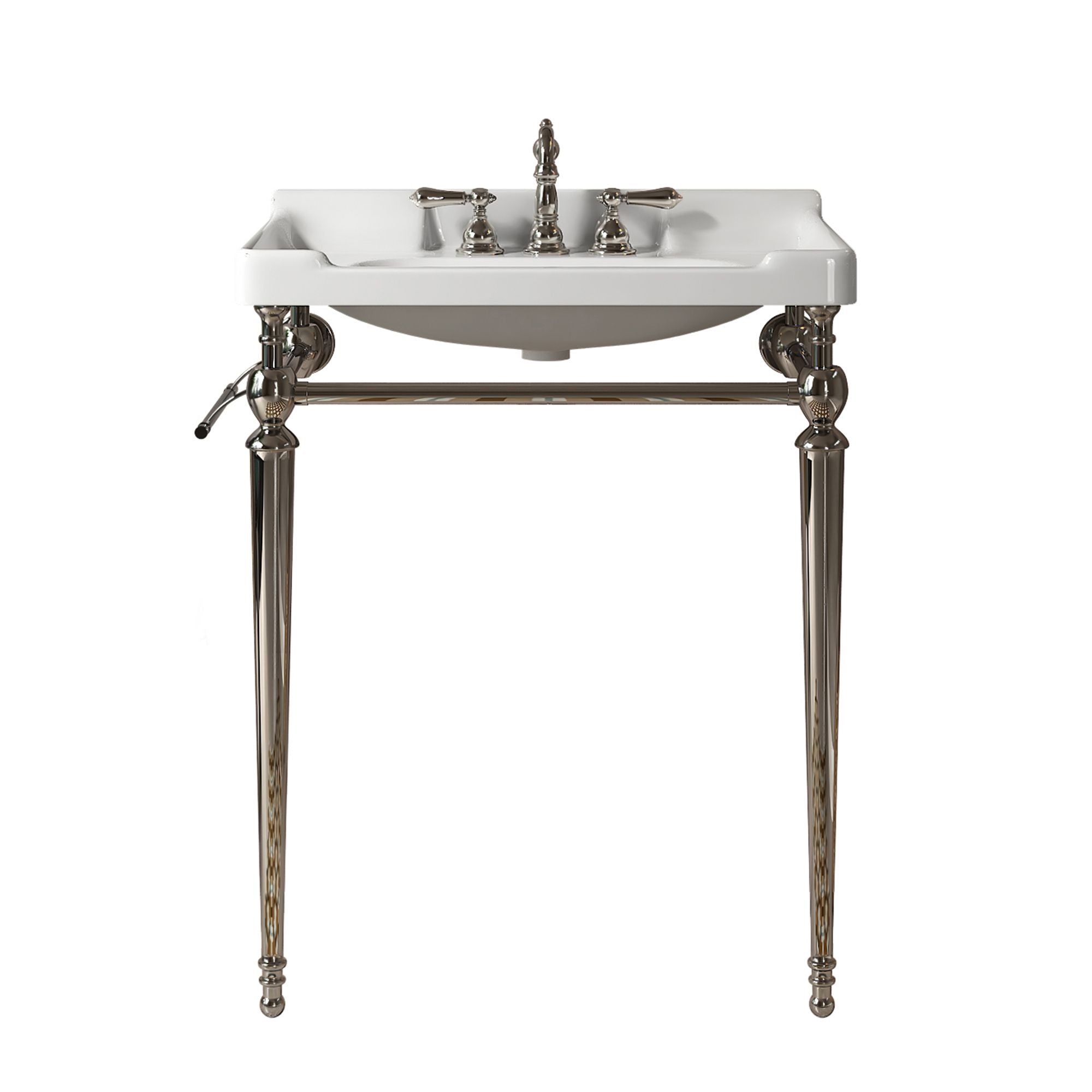 Wall-Mounted Bathroom Console Sink with Three Faucet Holes and Overflow