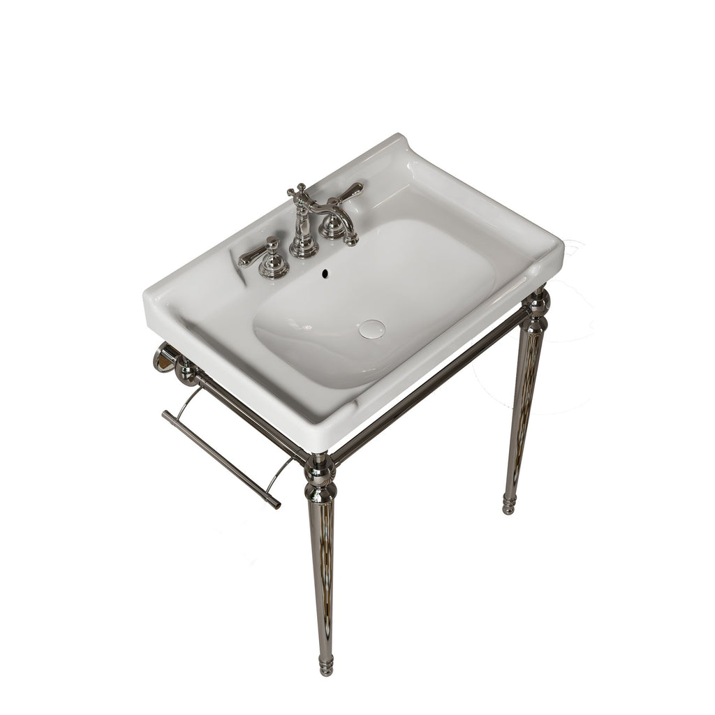 Wall-Mounted Bathroom Console Sink with Three Faucet Holes and Overflow