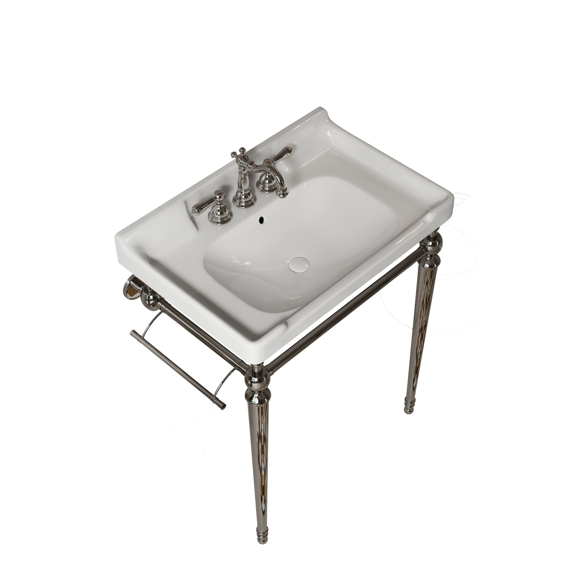Wall-Mounted Bathroom Console Sink with Three Faucet Holes and Overflow