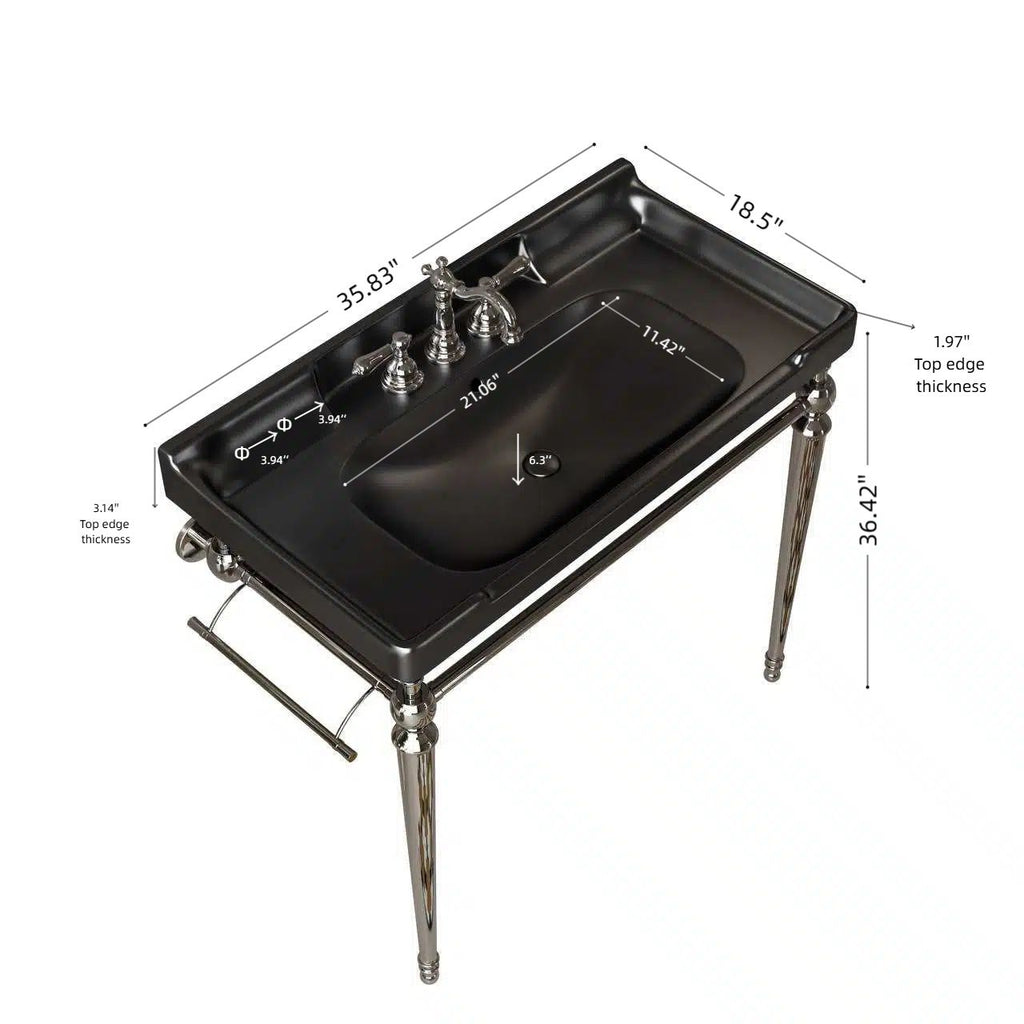 VICI Console Sink with Support Legs and Towel Bar