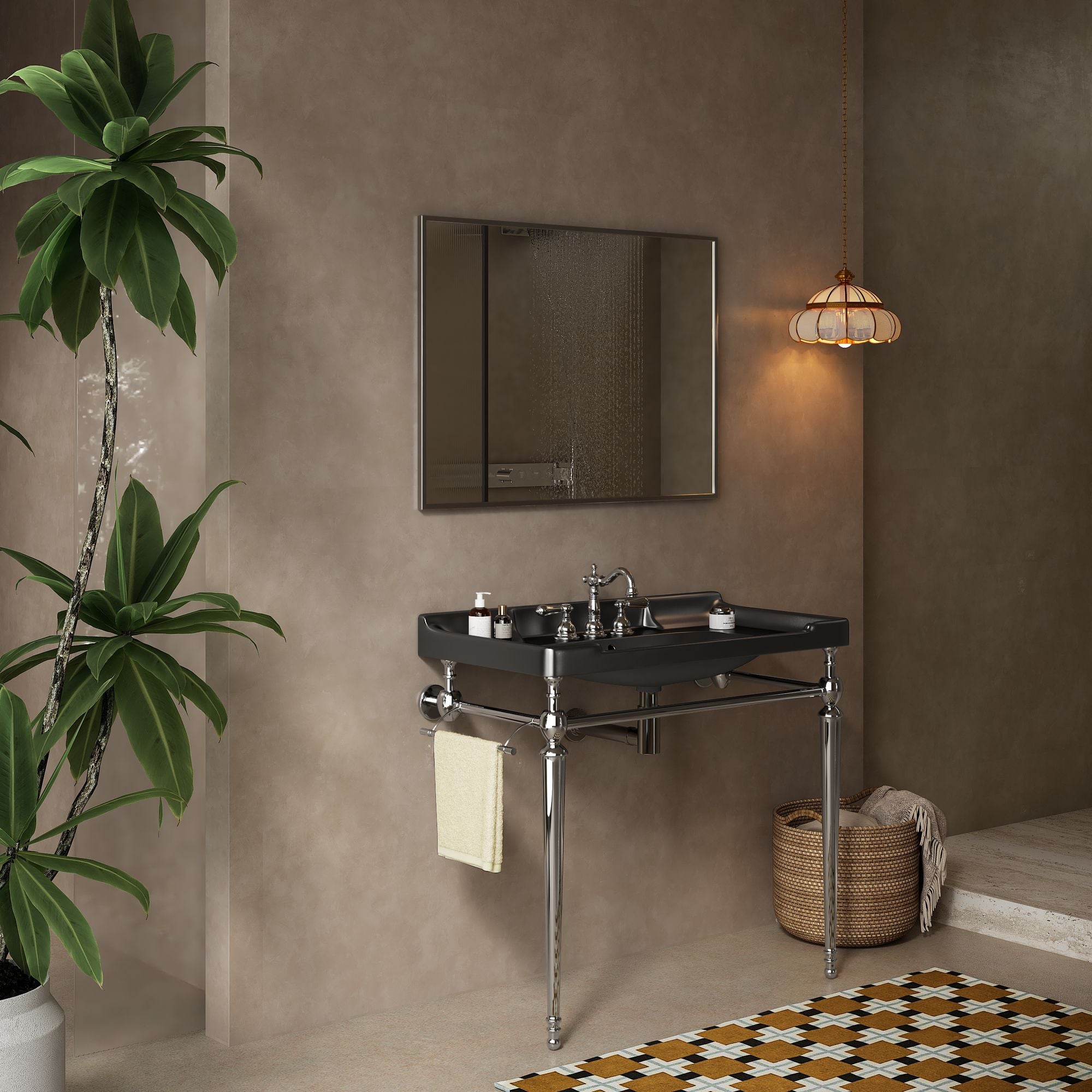VICI Console Sink with Support Legs and Towel Bar