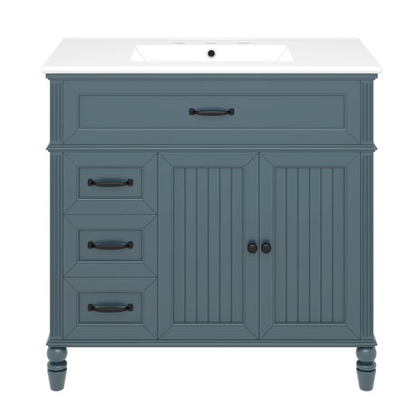 Vintage Bathroom Vanity with Ceramic Sink and Soft-Close Storage