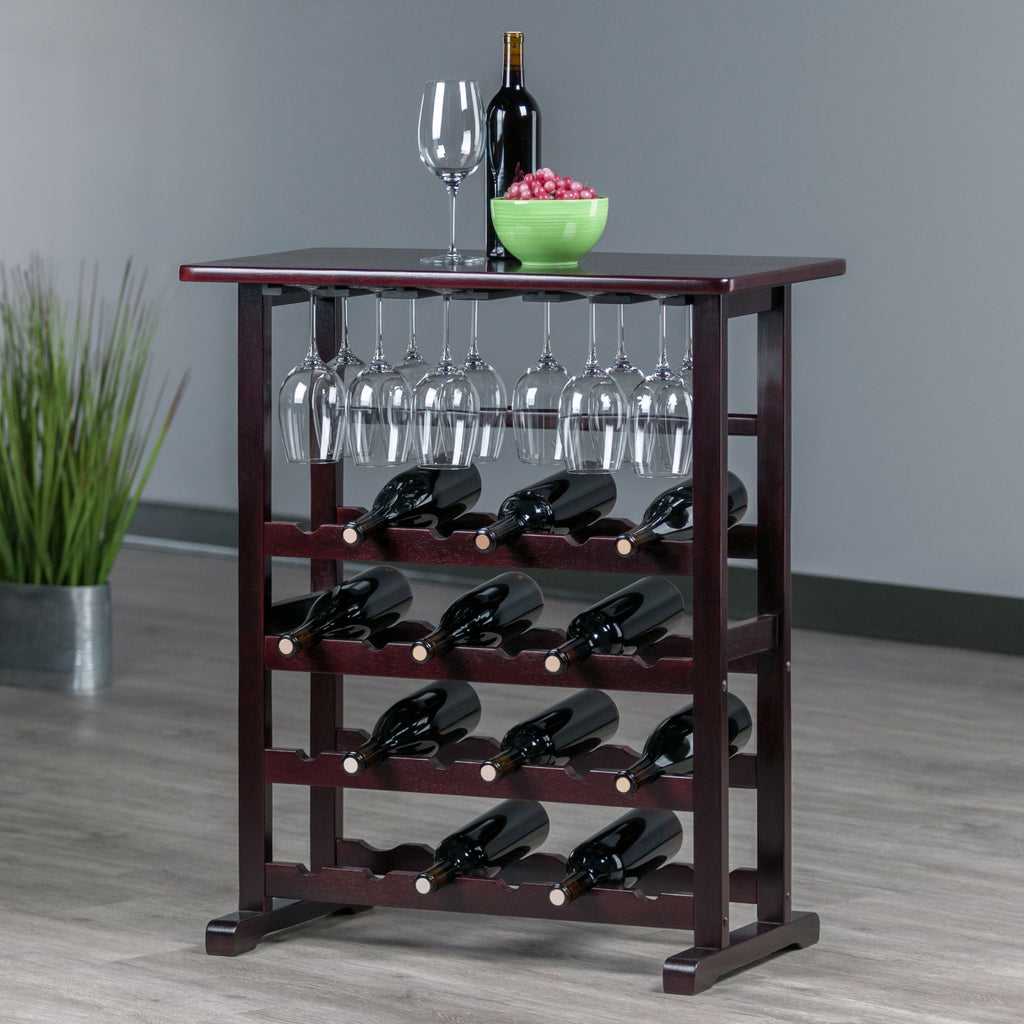 Vinny Wine Rack in Black Finish - Holds 24 Bottles & Stemware