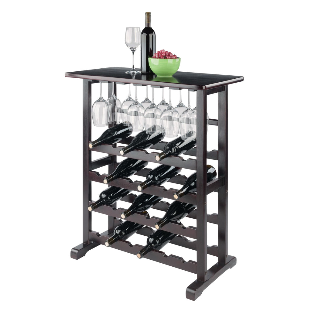 Vinny Wine Rack in Black Finish - Holds 24 Bottles & Stemware