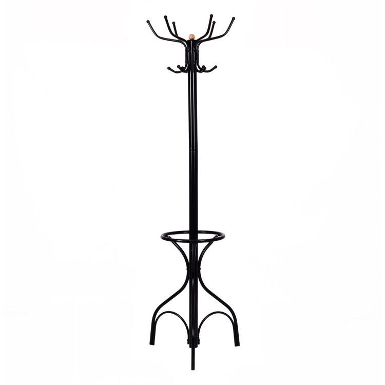 Vintage Metal Coat Rack with 5 Hooks and Umbrella Holder