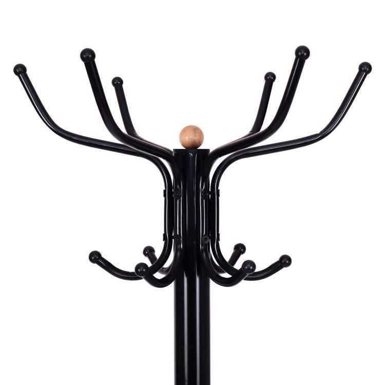 Vintage Metal Coat Rack with 5 Hooks and Umbrella Holder