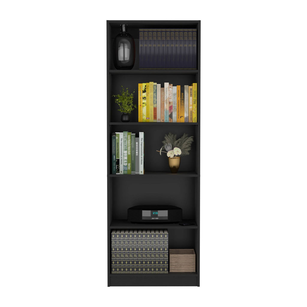 Vinton 4-Tier Bookcase with Modern Storage for Books and Decor, Black