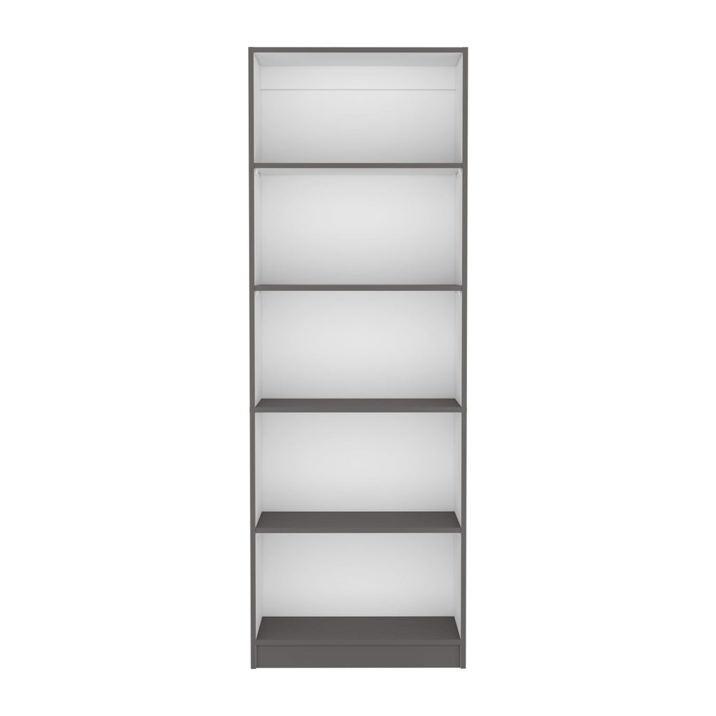 Vinton 4-Tier Bookcase with Modern Storage for Books and Decor, Matt Gray / White