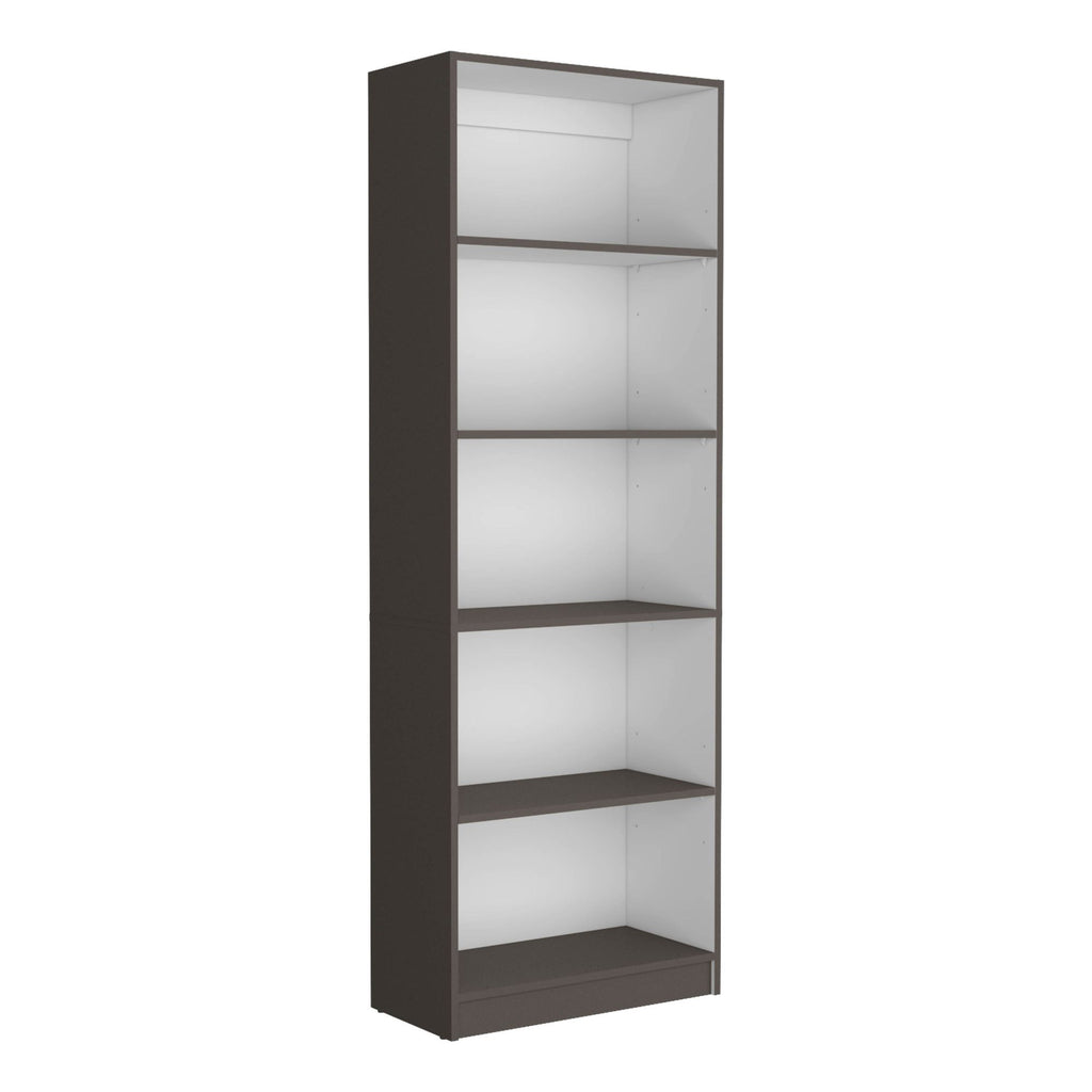 Vinton 4-Tier Bookcase with Modern Storage for Books and Decor, Matt Gray / White