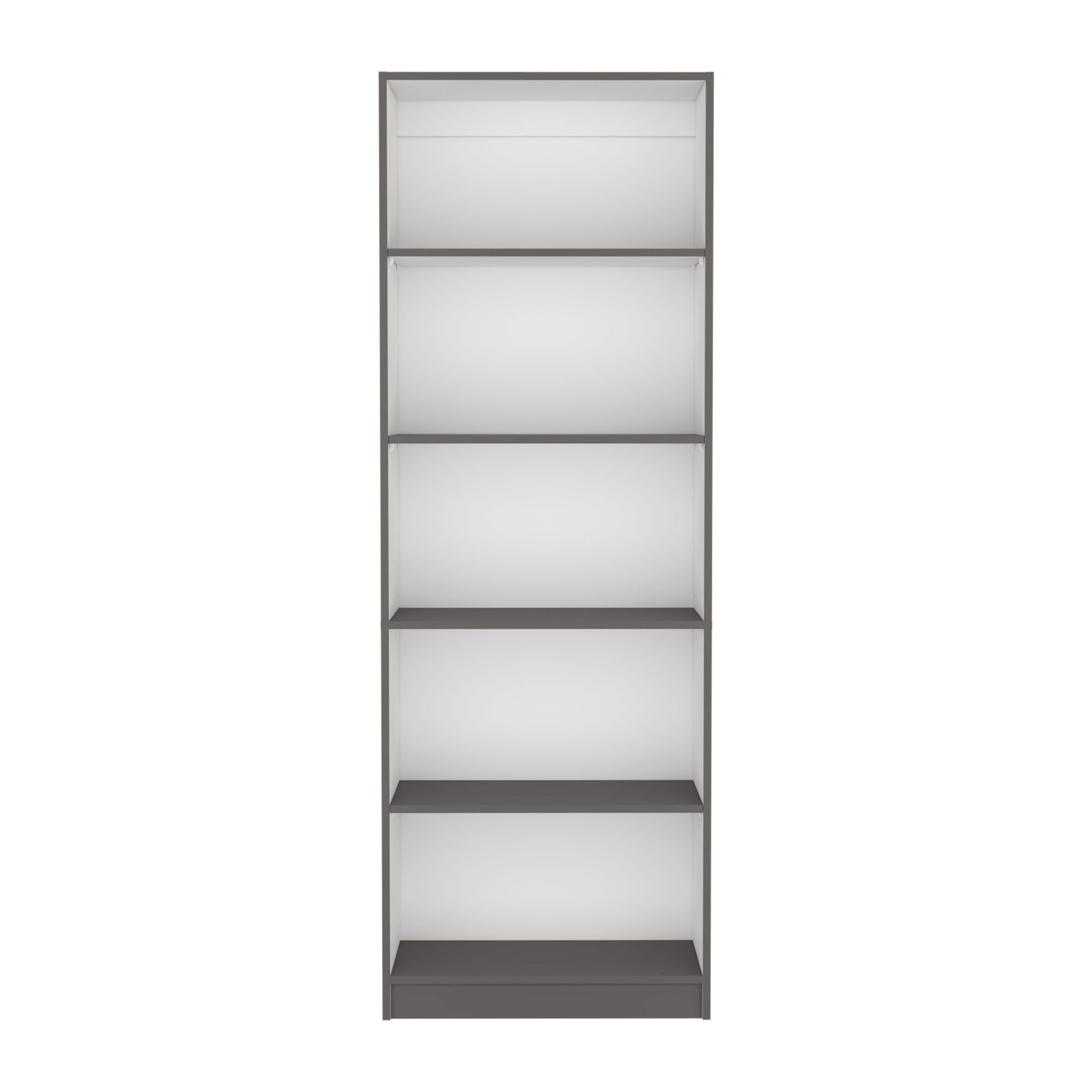Vinton 4-Tier Bookcase with Modern Storage for Books and Decor, Matt Gray / White