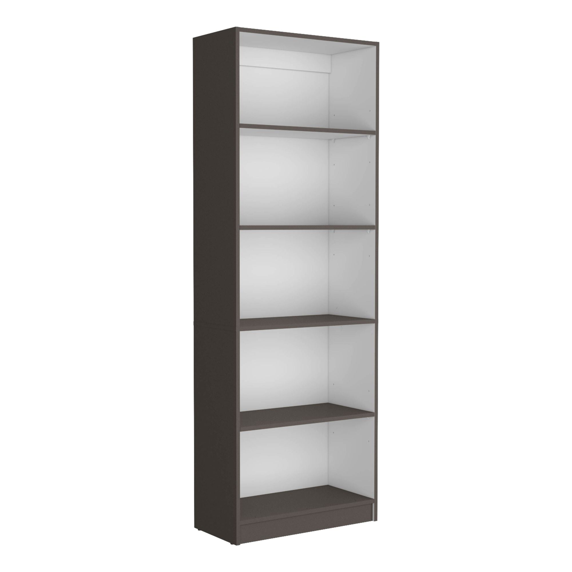 Vinton 4-Tier Bookcase with Modern Storage for Books and Decor, Matt Gray / White