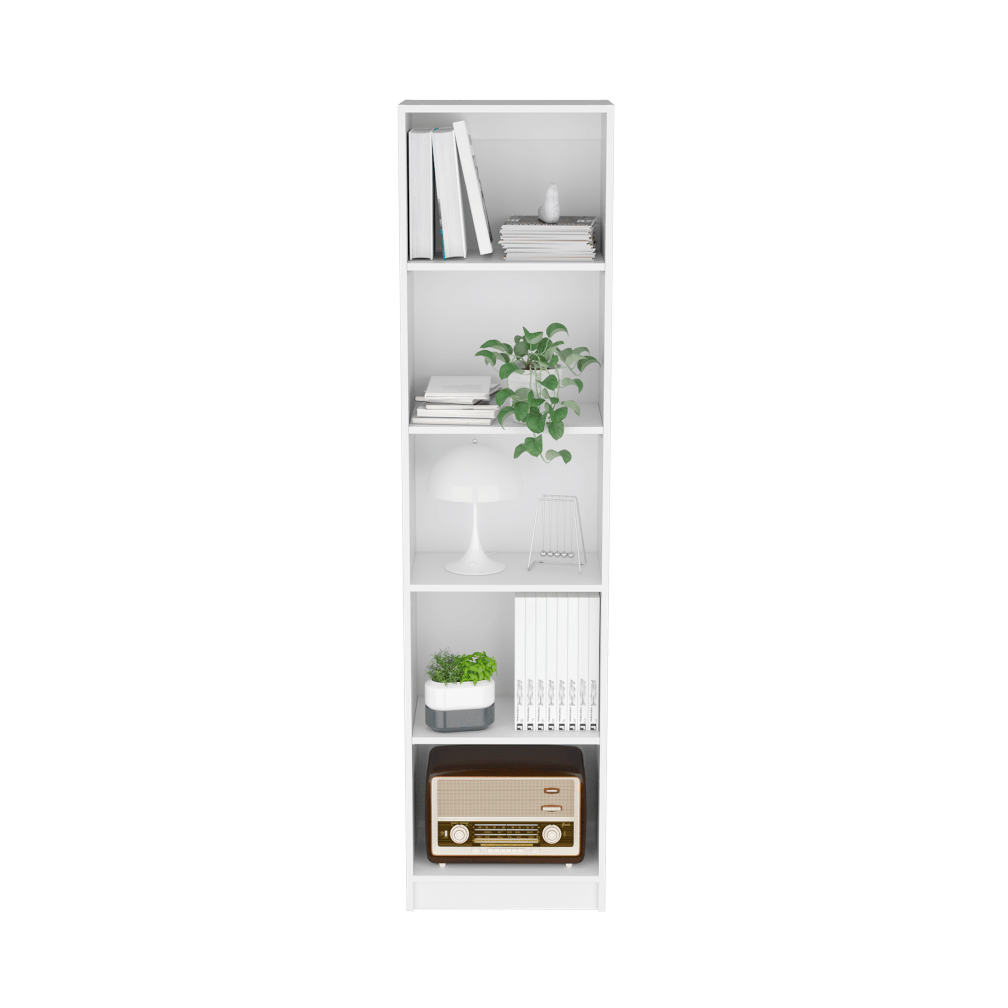 Vinton XS Bookcase – Compact 5-Shelf Bookshelf for Small Spaces