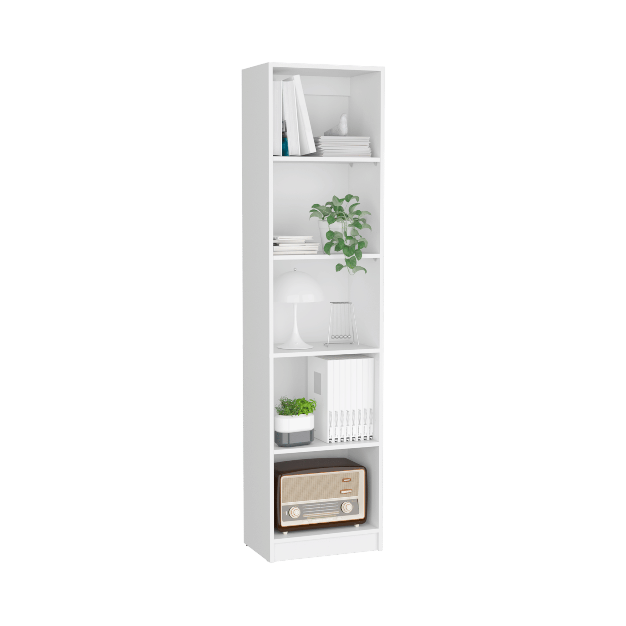Vinton XS Bookcase – Compact 5-Shelf Bookshelf for Small Spaces